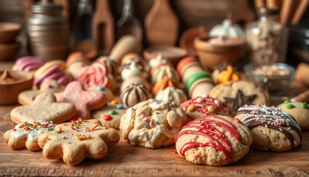 A dreamy, whimsical arrangement of various Crumbl cookie flavors, presented on a rustic wooden surface. In the foreground, meticulously crafted cookies in unique shapes and designs, their surfaces embellished with vibrant sprinkles, drizzles, and glazes. In the middle ground, an assortment of cookie dough balls, mixtures of classic and experimental flavor combinations, ready to be baked. The background features a softly blurred backdrop of kitchen utensils, spices, and other baking ingredients, conveying a sense of culinary inspiration and creativity. The lighting is warm and natural, casting a cozy, inviting glow over the scene. The overall mood is one of artisanal craftsmanship, endless flavor possibilities, and the joy of homemade Crumbl cookies. A dreamy, whimsical arrangement of various Crumbl cookie flavors, presented on a rustic wooden surface. In the foreground, meticulously crafted cookies in unique shapes and designs, their surfaces embellished with vibrant sprinkles, drizzles, and glazes. In the middle ground, an assortment of cookie dough balls, mixtures of classic and experimental flavor combinations, ready to be baked. The background features a softly blurred backdrop of kitchen utensils, spices, and other baking ingredients, conveying a sense of culinary inspiration and creativity. The lighting is warm and natural, casting a cozy, inviting glow over the scene. The overall mood is one of artisanal craftsmanship, endless flavor possibilities, and the joy of homemade Crumbl cookies.